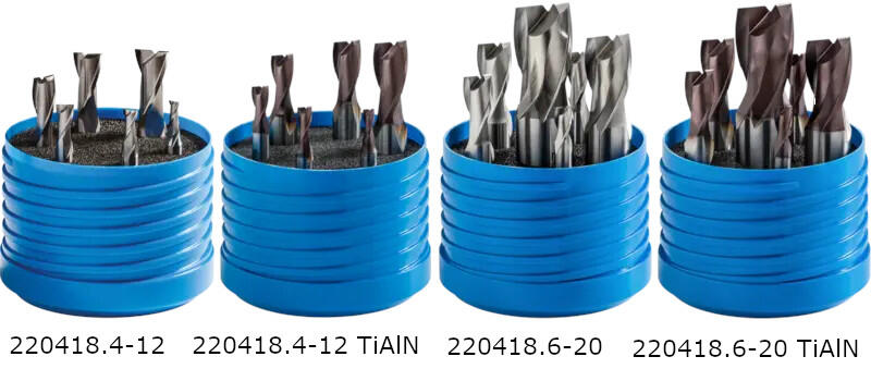 Set of slot drills short, 2-fluted, centre cutting, 25°, type N, Weldon shank